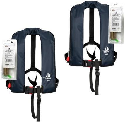 12skipper 2er-Set Automatik-Rettungswesten 165N Classic ISO UML mit Waistbelt inkl. 2 Wartungskits