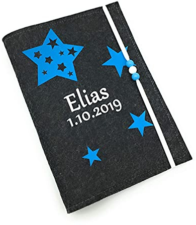U-Heft Hülle mit namen Personalisiert mit Sterne Blau kinderuntersuchungsheft hülle