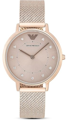 Emporio Armani Orologio Donna, movimento a due lancette, cassa in acciaio inossidabile rosa 32 mm con bracciale in acciaio inossidabile, AR11129