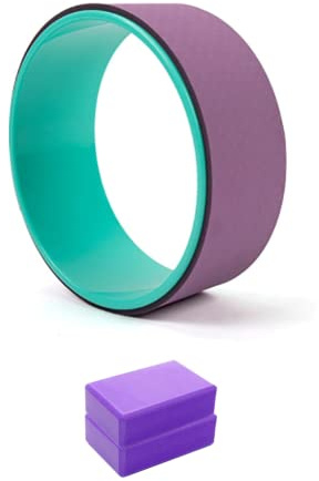 DreamHigh Non Slip Durable TPE - Eco-Friendly Yoga Wheel with 2pcs Yoga Foam Blocks-Purple