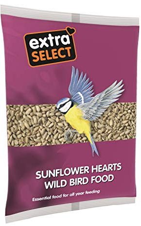 Extra Select Sunflower Hearts Bird Food - Husk-Free, Oil Rich, High Energy Wild Bird Seed for Year Round Feeding - 1 kg