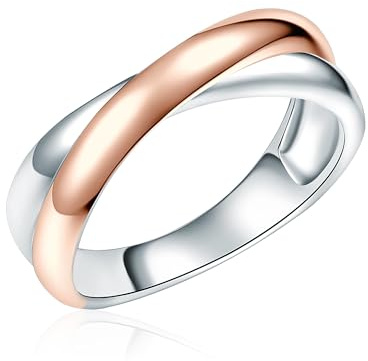 Rafaela Donata Damen Ring 925/- Sterling Silber/roségold | rhodiniert/rosévergoldet 18 Karat, Bandring
