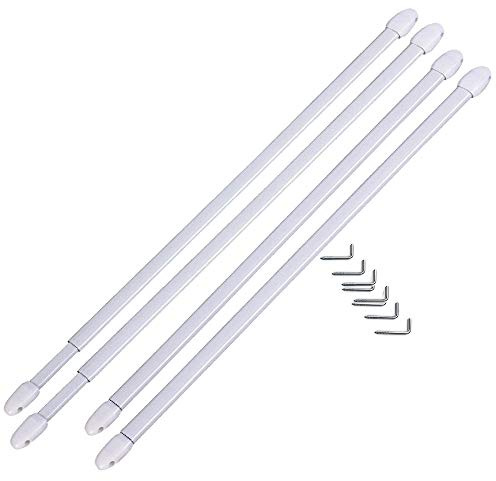 4 tringles à rideaux extensibles de 40 à 65 cm, couleur blanches, crochets inclus