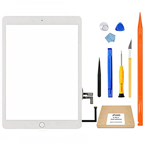 JPUNG Digitalizador para iPad 5ª generación 2017, para A1822 A1823 iPad 5 Pantalla táctil 9.7 pulg, con botón de inicio, kit de reparación completo