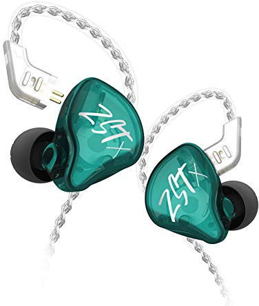 KZ ZST X in-Ear Monitors, Upgraded Dynamic Hybrid Dual Driver ZSTX Earphones, HiFi Stereo IEM Wired Earbuds/Headphones with Detachable Cable for Musician Audiophile (Without Mic, Cyan)