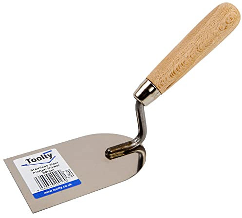 Toolty Stainless Steel Stucco Trowel, Plastering Trowel - 80mm - for Brickwork and Plastering - Wooden Handle - DIY - TLTY-0702