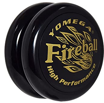Yomega Fireball YoYo – leistungsstarkes, reaktionsfreies, transaxsives Yoyo, ideal für Saitentricks für fortgeschrittene Spieler wie Profis + 2 Jo-Jo-Saiten (schwarz/Gold)