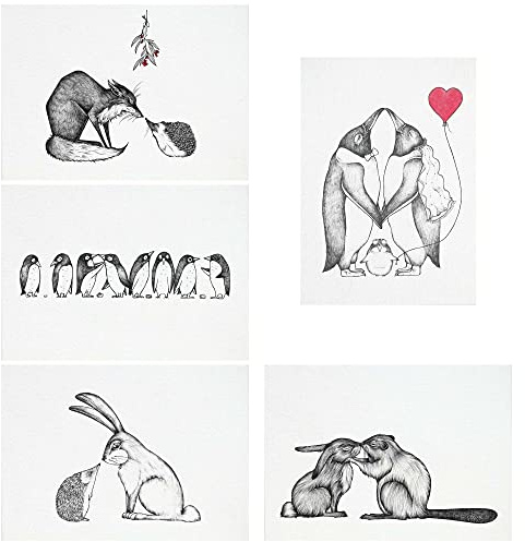 Ligarti Postkarten Set | 5 nachhaltige Grußkarten | Geburtstagskarte | Bambus Papier (Liebe)