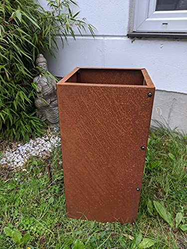 Zen Man Edelrost Garten Pflanzschale Rost Blumentopf ，Pflanzkübel,Töpfe, aus Stahlblech 1mm (032115-1:B30*30*H60cm)