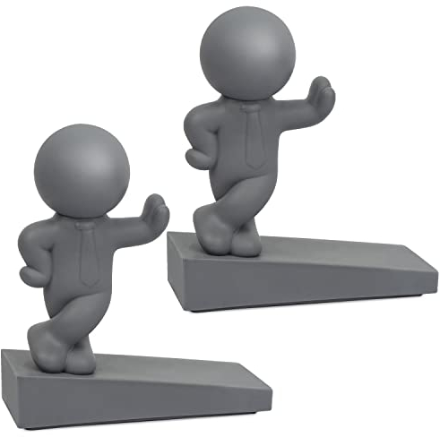 Omoojee Tope decorativo para puerta, paquete de 2, eficaz para mantener tu puerta abierta, bonita cuña de puerta para el hogar y la oficina, color gris (patentado)