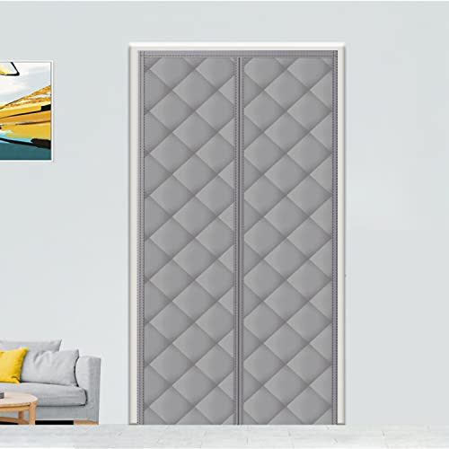 Magnetisk värmeisolerad dörrgardin, vind-, kyl- och ljudsäker, husdjursvänlig, lämplig för luftkonditionerade rum, uppvärmning, kök och vardagsrum, 80 x 200 cm, grå