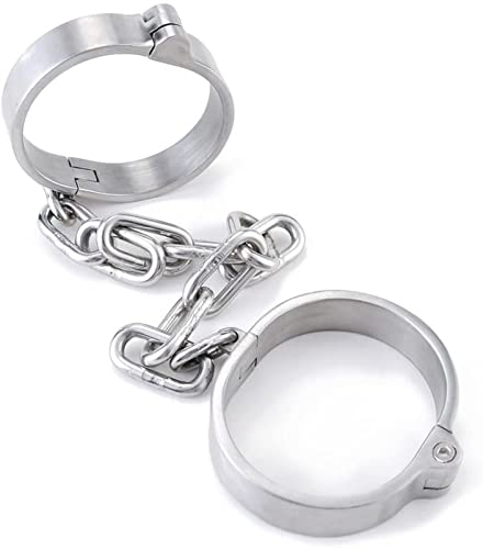 ROLOL Restraint Handschellen Schwere luxus chrom Fußschellen Fußeisen mit Kette Fuß Eisen -Handschellen
