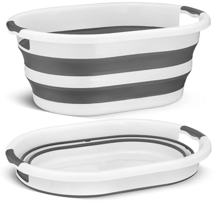 EPISENT 41 L Collapsible Laundry Basket, Foldable Pop Up Plastic Washing Tub, Space Saving Clothes Hamper with Comfort Grip Handles for Bathroom Bedroom and Laundry Room
