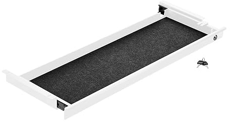CAVO Dokumentenschublade aus Stahl 850 mm weiß mit Kabeldurchführung | abschließbar Dokumentensafe für Schreibtische von SOTECH
