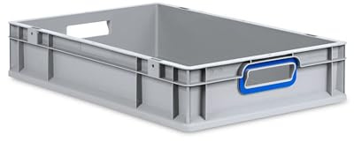 PROREGAL Eurobox NextGen Color | HxBxT 12x40x60cm | 23 Liter | Griffe blau offen | Glatter Boden | Eurobehälter, Transportbox, Transportbehälter, Stapelbehälter
