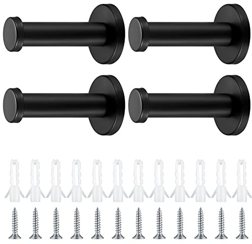 qiwuhai 4 Stk Rund Kleiderhaken Schwarz, Handtuchhaken Edelstahl, Garderobenhaken Wandhaken Metall, Garderobe Haken mit Schrauben für Badezimmer Küche Schlafzimmer Haken (70mm/2.75inch)