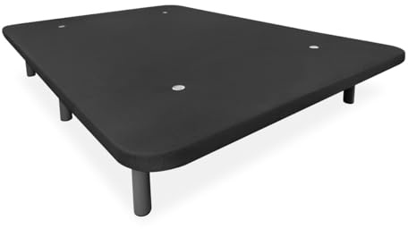 Somnia Descanso - Base Tapizada 3D Reforzada, Gran Estabilidad con 5 Barras Transversales con Válvulas de ventilación y 6 Patas metálicas roscadas de 25cm, 135x190, Gris Oscuro