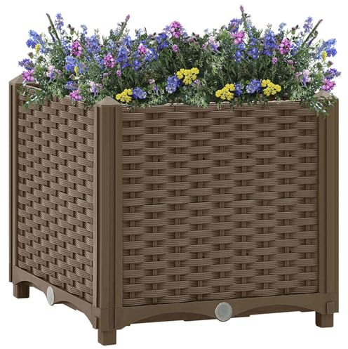 Homgoday Aiuola Rialzata in Polipropilene Marrone 40x40x38 cm - Ideale per Giardino, Balcone o Patio