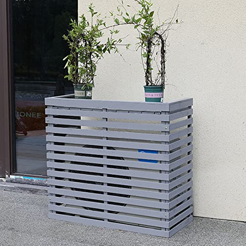 Abdeckung für Außenklimaanlage, Blumenständer für Klimaanlage, versteckte Klimaanlage, Sichtschutz, Zaunschutzabdeckung (Silber, 86 cm)