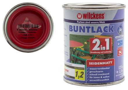 Wilckens Buntlack 2in1 Dispersion seidenmatt 30 Farben 125ml, Farben:Kirschrot