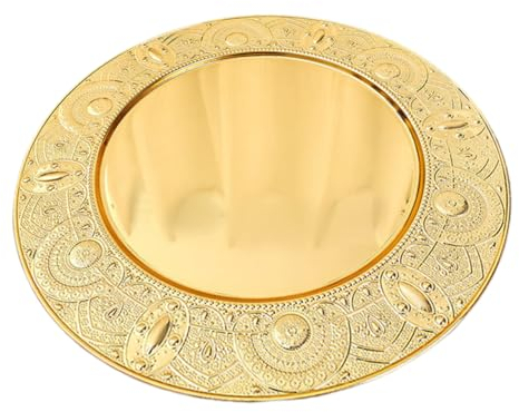 Ciieeo Large Round Tray Wedding Cake Stand Metal Platter Tray for Fruit Snacks Desserts