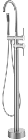 VEVOR Freestanding Bathtub Faucet, Floor Mount, Freestanding Tub Filler, Shower Mixer Taps, Two Water Modes, 360° Swivel Spout, for Bathing & Showering Pet Bathing Cleaning Drains Toilet Flushing