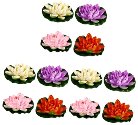 Cabilock 12stücke Künstliche Lotus Wasserpflanzen Für Aquarien Und Teiche Dekorative Emulations- Und Hellpink Langlebig Und Für Gartenteich Und Innenräume