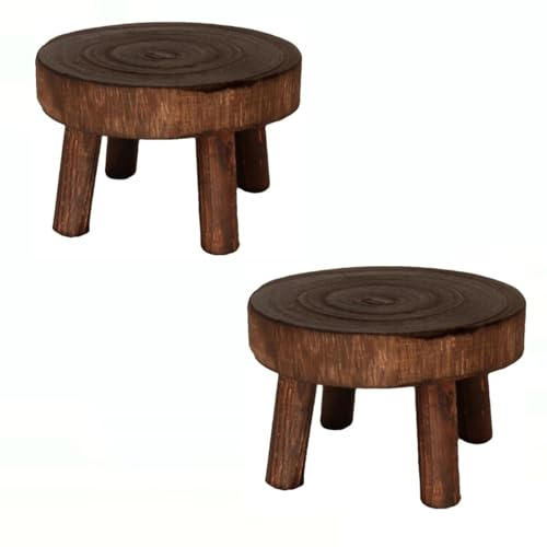 Oriental riverkit 2 Stk Mini Dekorativer Pflanzenständer aus Holz, Klein | Multifunktionaler Blumentopfhalter für Heimdekoration, Blumenregal, Büro Bonsai Topfregal, Bonsai Halter für den Hausgarten