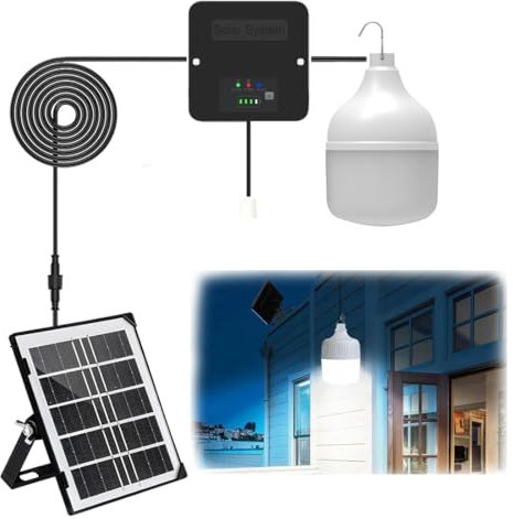 Anern Luz Solar Interior Recargable Lámpara Colgante Portátil +7M Cable Camping Lampara Portátil con Panel Solar Para Terraza Casa Jardin Emergencia Senderismo Tienda