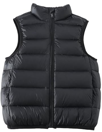 Maeau - Gilet Sans Manches Fille Garçon Printemps Automne Hiver Enfants Doudoune Sans Manches Manteaux Chaude Légère Veste en Duvet Zippé Imperméable - Noir - 6-7 Ans