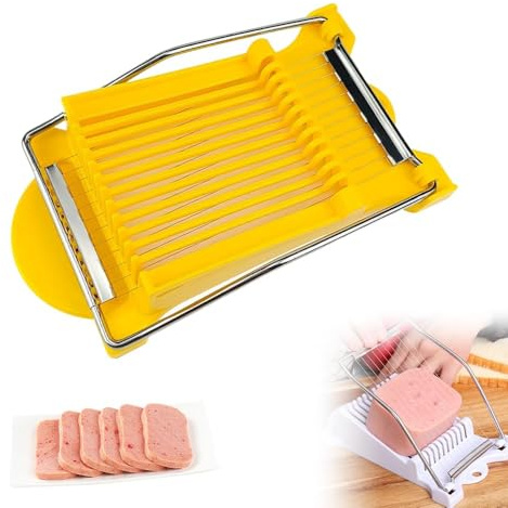 Easy Press Food Slicer,Stainless Steel Wires Cuts 12 Slices for Onions Fruits Ham Soft Food,2025 New Multipurpose Luncheon Meat Slicer Stainless Steel Wire Egg Slicer (yellow)