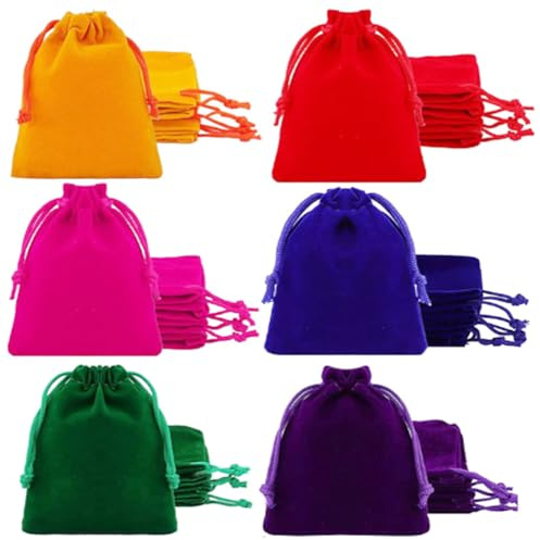 AstarFavor 24 Stück Samtbeutel Bunte mit Kordelzug, 10x15cm Schmuckbeutel Geschenksäckchen, Samtbeutel Klein, Stoffbeutel für Schmuck, Weihnachten Hochzeiten Partys