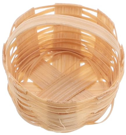 KONTONTY Mini Bamboo Basket for Dollhouse Kitchen Decor Tiny Picnic Basket Accessory for Dollhouse Scenery and Miniature Displays for Decorative Use Bedrooms and Playsets
