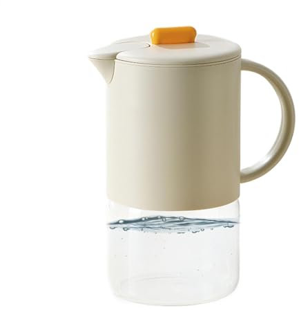 Glass Pitcher with Lids for Fridge, Tea Jug with Handle, 23x19.3x12cm/9.06x7.6x4.72 inches Easy Clean Iced Beverage Dispenser, 1500ml Juice and Lemonade, Ideal for Daily Use