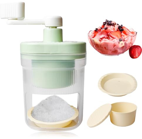 PORFOYO Broyeur A Glace Manuel,Machine A cône De Neige Manuelle avec Bol De Glace Congelé Et Bac A Sable,Broyeur A Glace Pilée A Manivelle,Broyeur A Glace A Manivelle pour La Cuisine