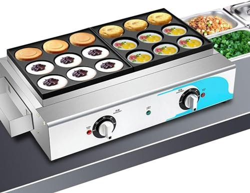 WJFTODAY Omelettpfanne für 18 Tassen, kommerzielle elektrische Grillplatte zum Erhitzen vhitzen von Fleisch und Hamburgern, schnelles Erhitzen mit Temperaturregelung von 50–300 °C, Eierburgermaschine