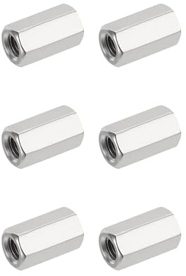 HiPicco Hex Coupling Nuts, 5/16-18 UNC 20mm/0.79 Length, 6 Pack 304 Stainless Steel Rod Coupling Nut for Threaded Rods & Studs