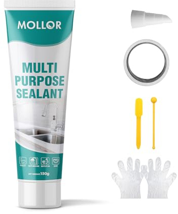 Mollor White Silicone Caulk Bathroom, White Caulking Silicone Waterproof, Bathroom Caulk for Kitchen & Bathroom, Shower, Countertops, Long-Lasting, Shrink & Crack Proof - 150g