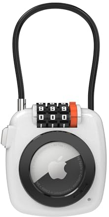 UP Security AirTag Holder with Combination Lock, Works with Apple AirTag Holder, Anti-Theft Air Tag Case with Cable Lock, Air Tagholder for Luggage, Backpack, Suitcase, Travel Safe GPS Tracker Case