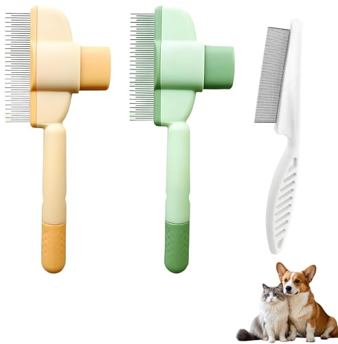 3 Pcs Flea Comb for Cats und Dog Comb Set, Can Help Pets Their fur is Suitable for Short Haired and Long Haired Dogs and Cats(Orange green white)