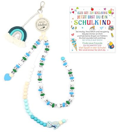 XINDY Geschenk Einschulung Junge, Rechenkette 1. Klasse Schultüte Jungen Schulkind 2026 Einschulungsgeschenke Schultüte Füllung Glücksbringer Schulanfang Geschenke zur Einschulung mit Karte, Blau