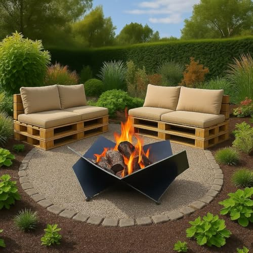 Bracieri da Esterno a Legna, Braciere da Giardino, Patio Esterno, Rustico, Pesante, Portatile, Assemblaggio senza Viti, Spessore 3mm