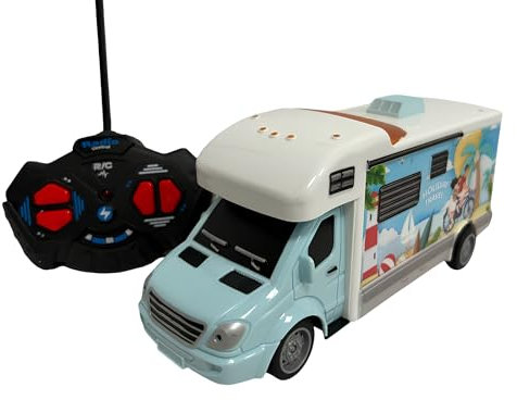 Ferngesteuertes Spielzeug-Camper mit Lichtern Maßstab 1:32 für Kinder Motorhome Fernbedienung LKW mit Lichtern Gummirädern Modell Wohnmobil Touringcar Auto Caravan Wohnwagen Spielzeug Bus