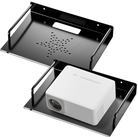 Heavy-Duty Projector Mount Shelf Set, Universal Wall-Mount Brackets With Ventilated Design For Av Equipment