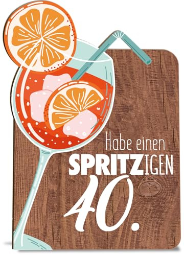 40 Geburtstag Frauen Karte - Geburtstagskarte mit Umschlag - originelle Aperol-Grußkarte zum 40. Geburtstag, besondere Überraschung für die Feier, besondere Karte für die Feier, Grußkarte zum