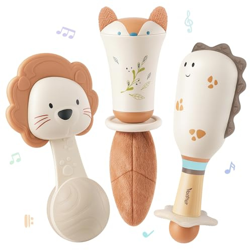 Teething Toys for Baby Baby Rattle Sensory Toys Newborn Essentials Baby Toys 0-6 Months Gifts (3pcs)