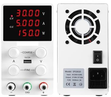 Fuente de alimentación de laboratorio conmutada AC 220 DC 30V 10A 5A 300W banco de laboratorio ajustable fuentes de alimentación regulador de voltaje USB(30V 10A White)