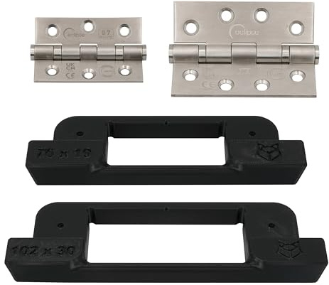 Foxy3DPrints 76 x 51 mm (3) + 102 x 76 mm (4) Slimline Basic Precision Hinge Jig Router Template for Door and Door Frame
