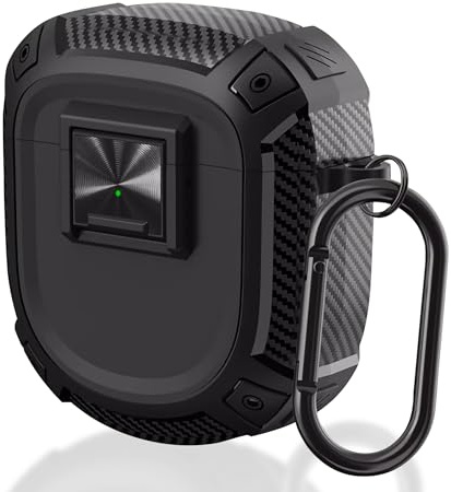 QC Ultra Case med lås Stötsäker skyddsomslag Kompatibelt med Bose QuietComfort Ultra Earbuds (2023) / Bose QuietComfort Earbuds II (2022) Omslag med säkerhetslås och karbinhake (Svart)