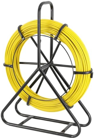 WOOLUCK 5mmx50M Rodador de Conducto de Fibra de Vidrio con Soporte de Acero y Freno, Alambre de Cable Eléctrico Extractor, Enhebrador de Cable de Tubería de Electricista